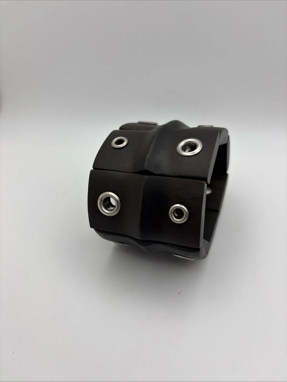 Black Wood Grommet Panel Bracelet for Men